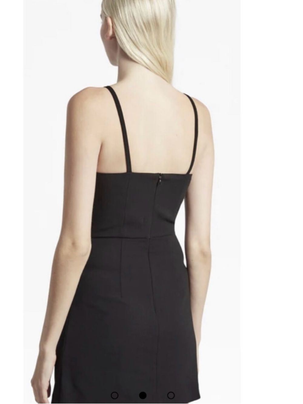 French Connection Black Spaghetti Strap Mini Dress with Sleek Back Zip NWT